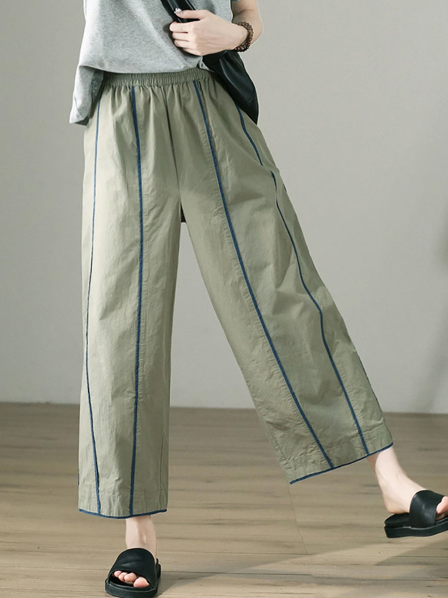 Women Summer Casual 100 Cotton Wide Leg Pants 1