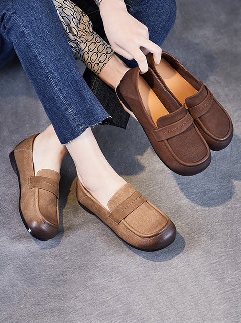 Women Spring Casual Genuine Leather Low Heel Shoes