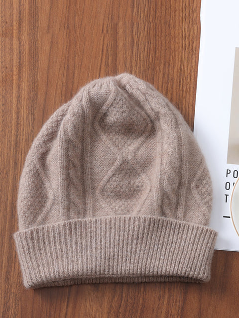 Unisex Winter Wool Cable Knit Warm Hat