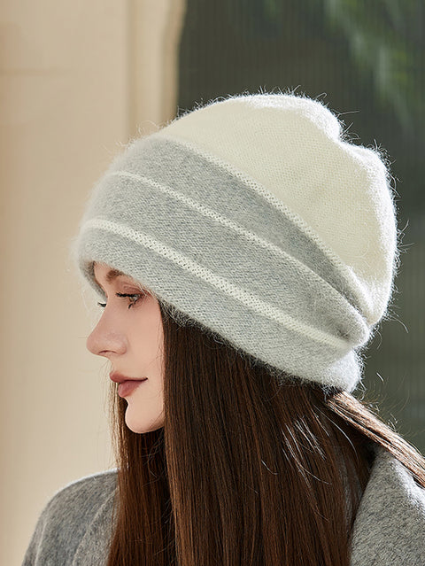 Women Winter Colorblock Warm Knit Hat