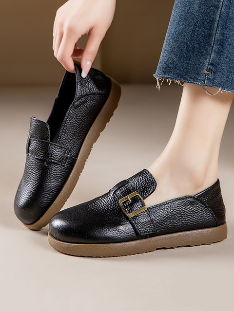 Women Casual Soft Genuine Leather Flat Shoes