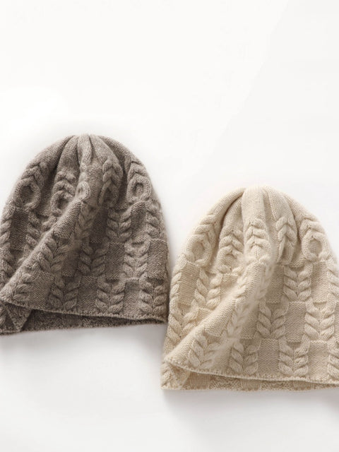 Women Vintage Soft Twist Knit Warm Hat