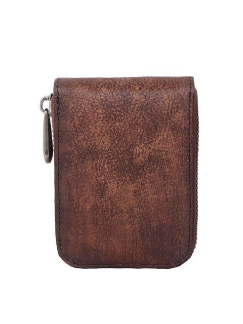 Vintage Genuine Leather Zipper Multifunction Wallet