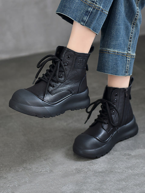 Women Winter Genuine Leather Strap Mid-Heel Martine Boots