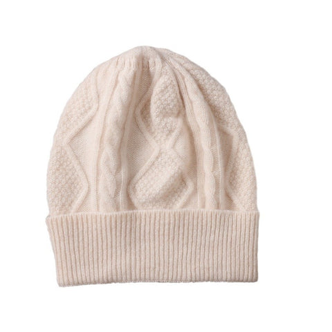 Unisex Winter Wool Cable Knit Warm Hat