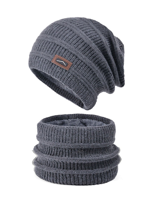 Winter Warm Windproof Fleece-lined Knit Hat and Scarf