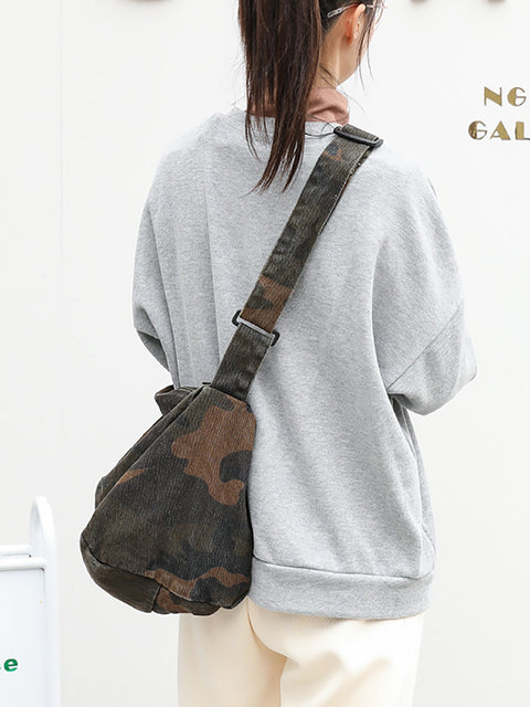 Women Artsy Camouflage Washed Shoulder Bag Crossbody Bag