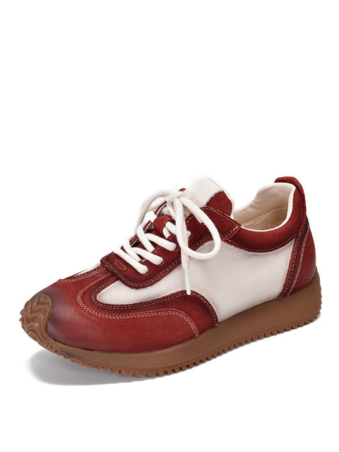 Women Casual Colorblock Leather Sport Shoes