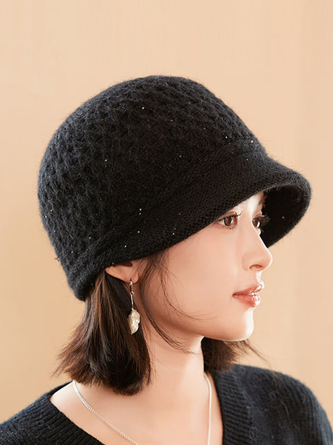 Women Casual Pure Color Knit Hat