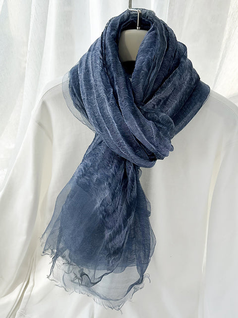 Women Stripe Linen Thin Scarf