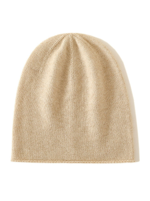 Women Casual Solid Warm Hemming Knit Hat