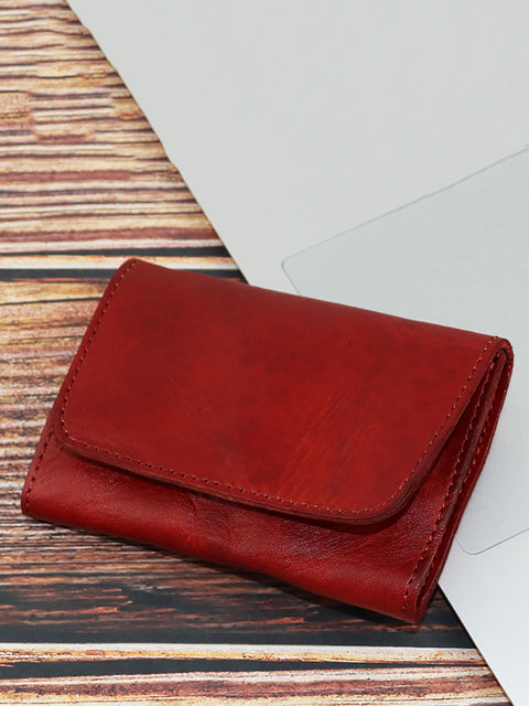 Vintage Genuine Leather Button Multifunction Wallet