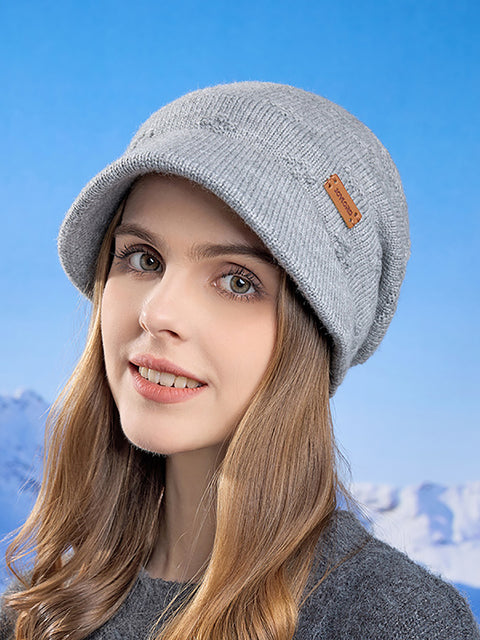 Women Winter Warm Knit Solid Hat