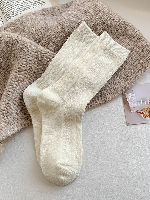 6 Pairs Women Winter Solid Wool Socks