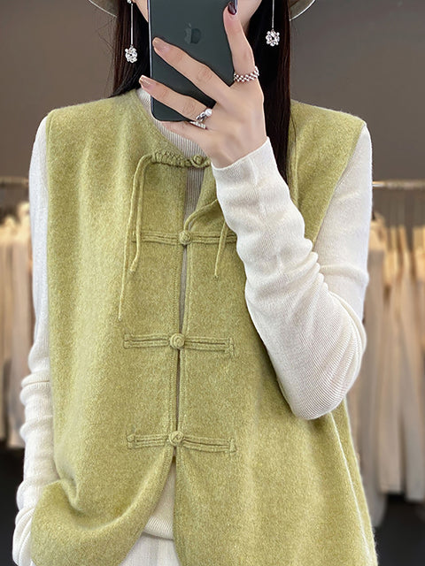 Women Casual Spring Wool O-Neck Knit Vest