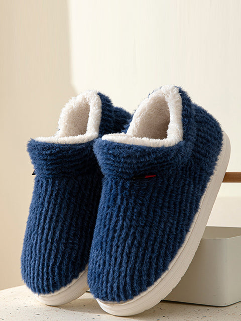 Couple Solid Indoor Warm Fleece Shoes