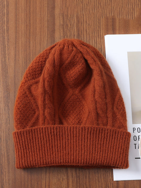 Unisex Winter Wool Cable Knit Warm Hat