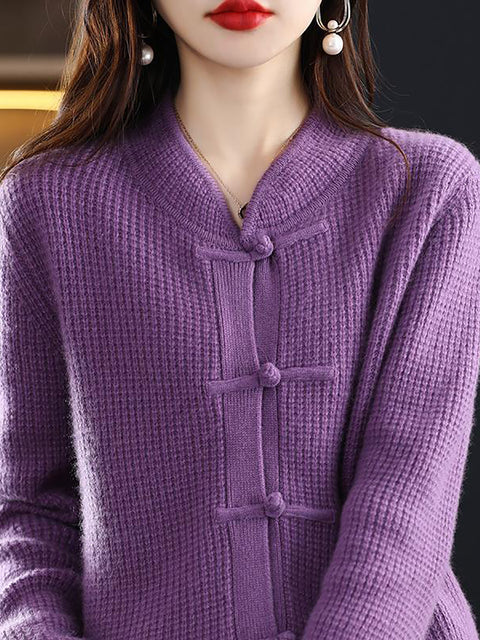 Women Casual Winter Wool Solid Knitted Sweater