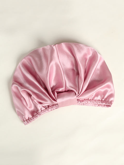 Women Elegant Solid Knot Silk Shower Cap Nightcap