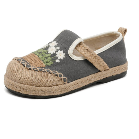 Ethnic Flower Embroidery Linen Cotton Shoes