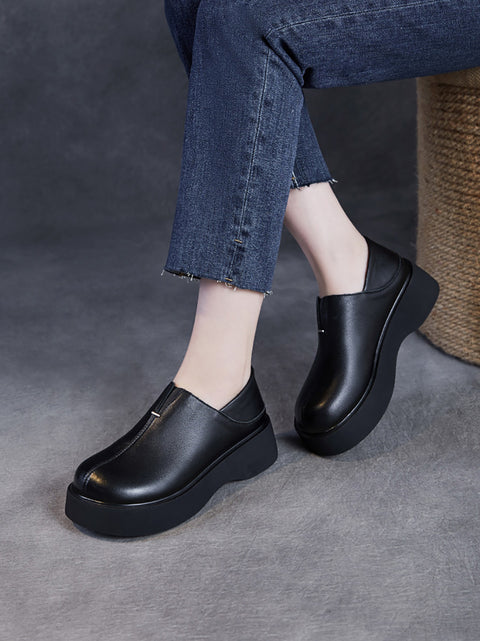 Women Casual Summer Soft Leather Platform Shoes