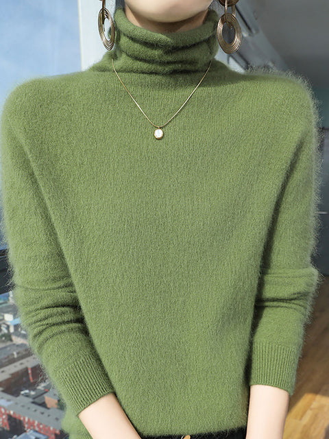 Women Autumn Turtleneck Wool Soft Warm Knit Sweater