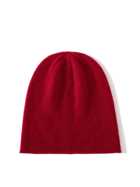 Women Casual Solid Warm Hemming Knit Hat