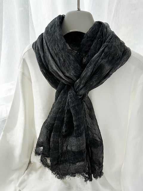 Women Stripe Linen Thin Scarf