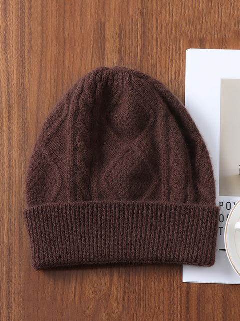 Unisex Winter Wool Cable Knit Warm Hat