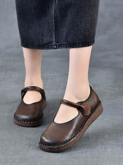 Women Spring Genuine Leather Low Heel Shoes