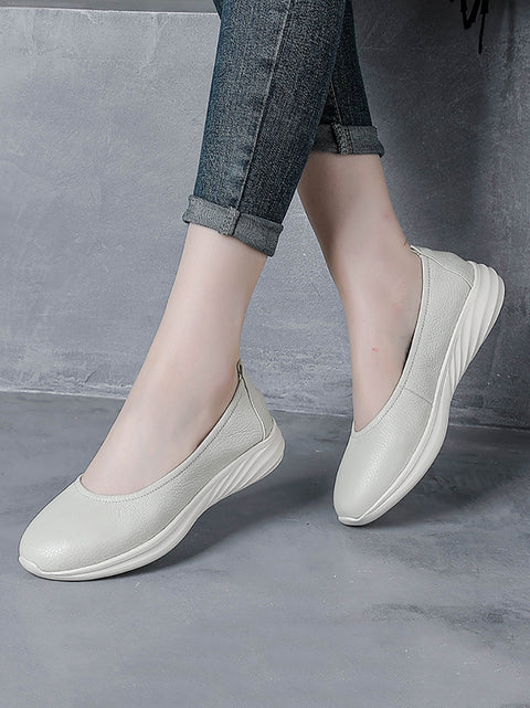 Women Spring Soft Leather Low Heel Shoes