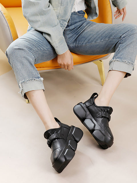 Women Autumn Stylish Soft Leather Platform Shoes