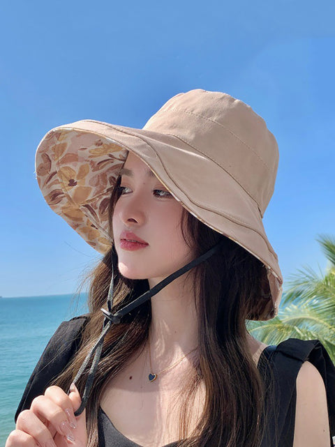 Women Summer Flower Dual-side Wearing Sunproof Hat