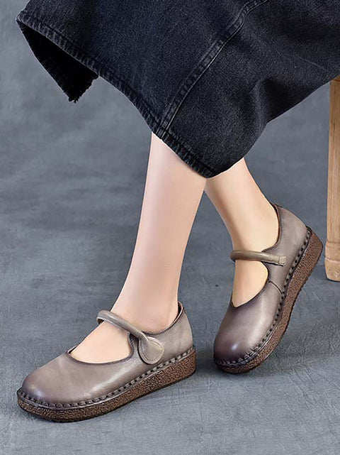 Women Spring Genuine Leather Low Heel Shoes