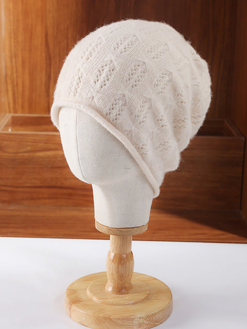 Women Winter Solid Knit Hemming Wool Hat