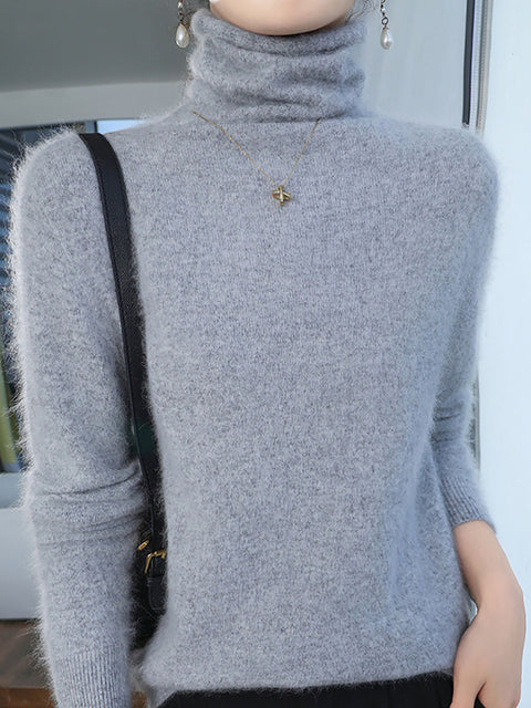 Women Autumn Turtleneck Wool Soft Warm Knit Sweater