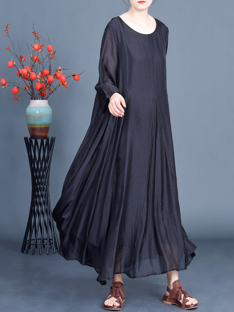 Women Spring Artsy Solid Irregular Hem Dress