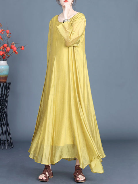 Women Spring Artsy Solid Irregular Hem Dress