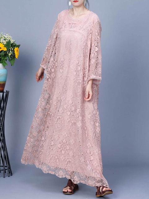 Women Summer Artsy Lace Spliced Maxi Dress