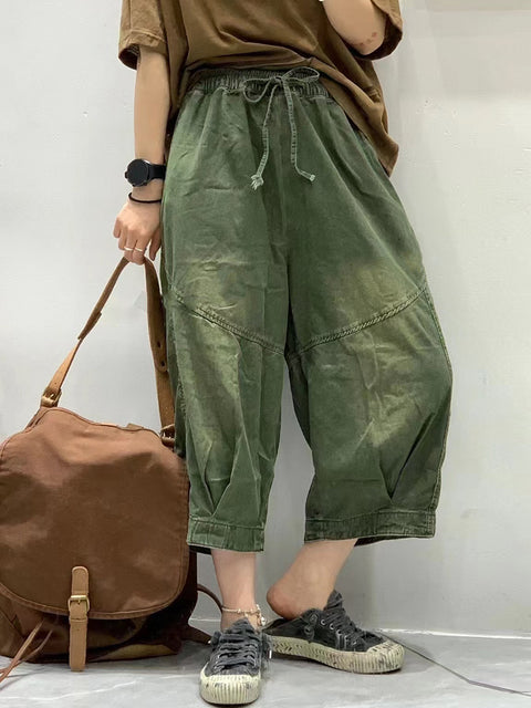 Women Summer Vintage Spliced Loose Harem Pants