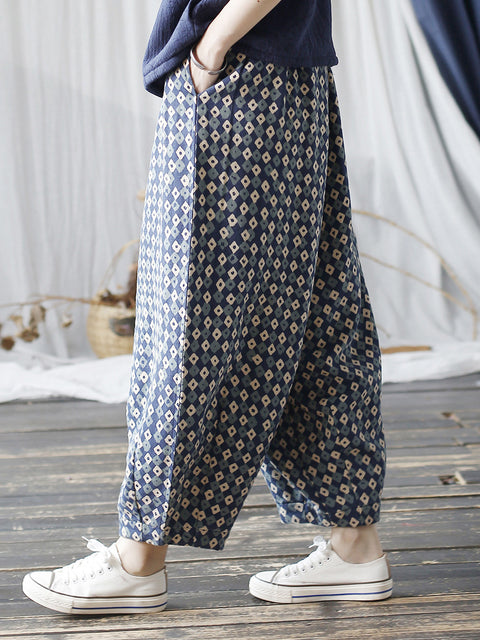 Women Autumn Artsy Lattice Harem Pants