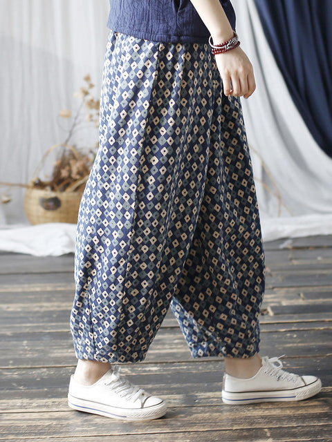 Women Autumn Artsy Lattice Harem Pants