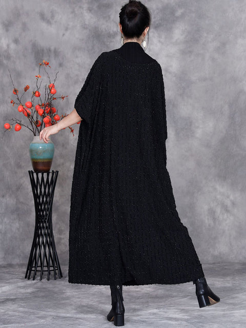 Women Autumn Artsy Solid Cashmere Loose Knit Dress