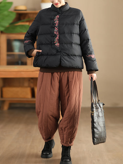 Women Winter Casual Solid Spliced Padded Harem Pants