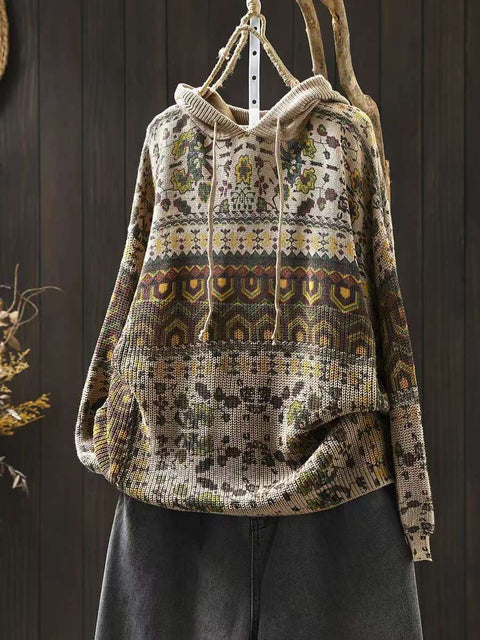 Women Autumn Casual Knit  Hooded Sweater