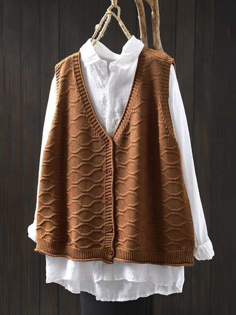 Women Casual Autumn V-Neck Knit Vest