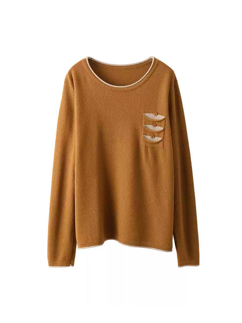 Women Autumn Warm Colorblock O-Neck Sweatshirt