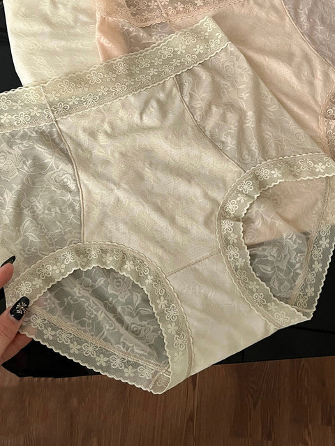 2 Pieces Women Summer Thin Lace High Waist Underwear