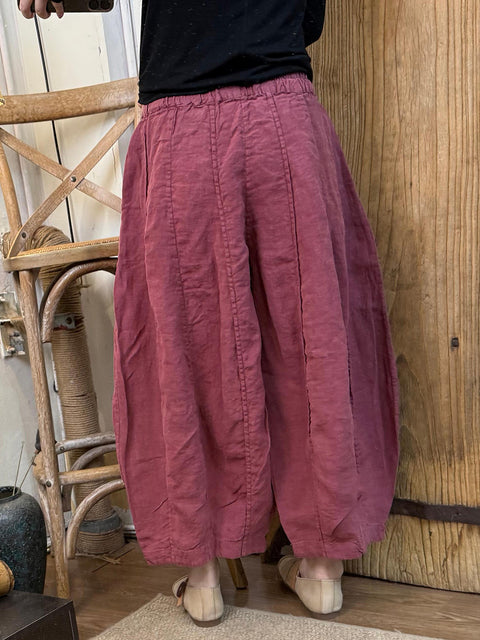 Women Spring Pure Color Linen Harem Pants