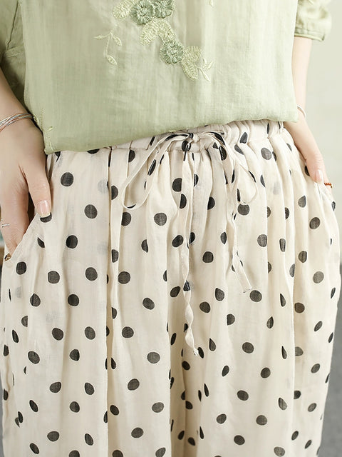 Women Spring Artsy Dot 100%Ramie Bloomers